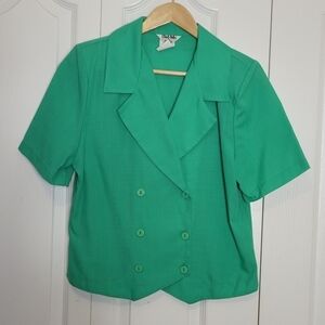 Vintage Green Double-Breasted Blazer